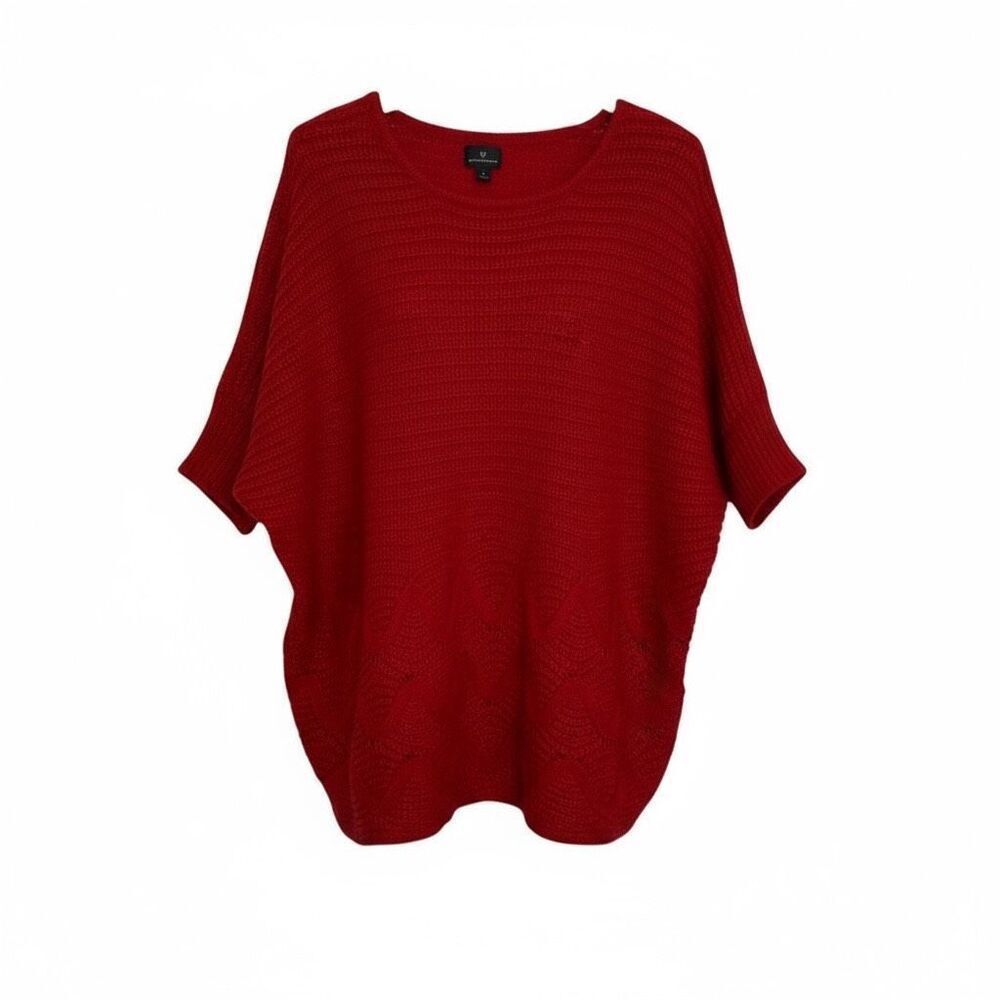 Worthington Ribbed Textured Wave Knit Scoop Neck Pullover Sweater Red Size Large